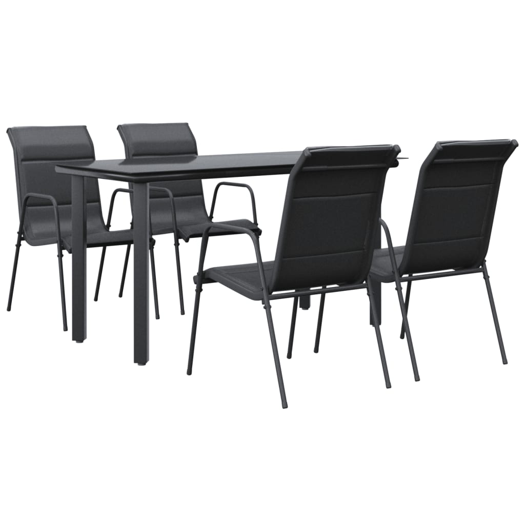 Garden Dining Set Black Powder-coated steel Medium Durable