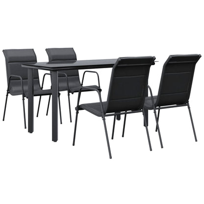 Garden Dining Set Black Powder-coated steel Medium Durable