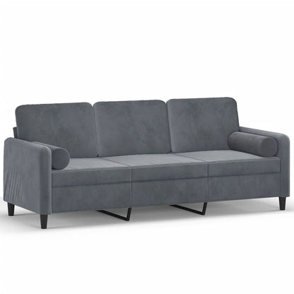 3-seater Sofa Dark Grey Velvet (100% polyester), metal, textilene