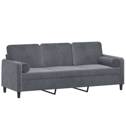 3-seater Sofa Dark Grey Velvet (100% polyester), metal, textilene