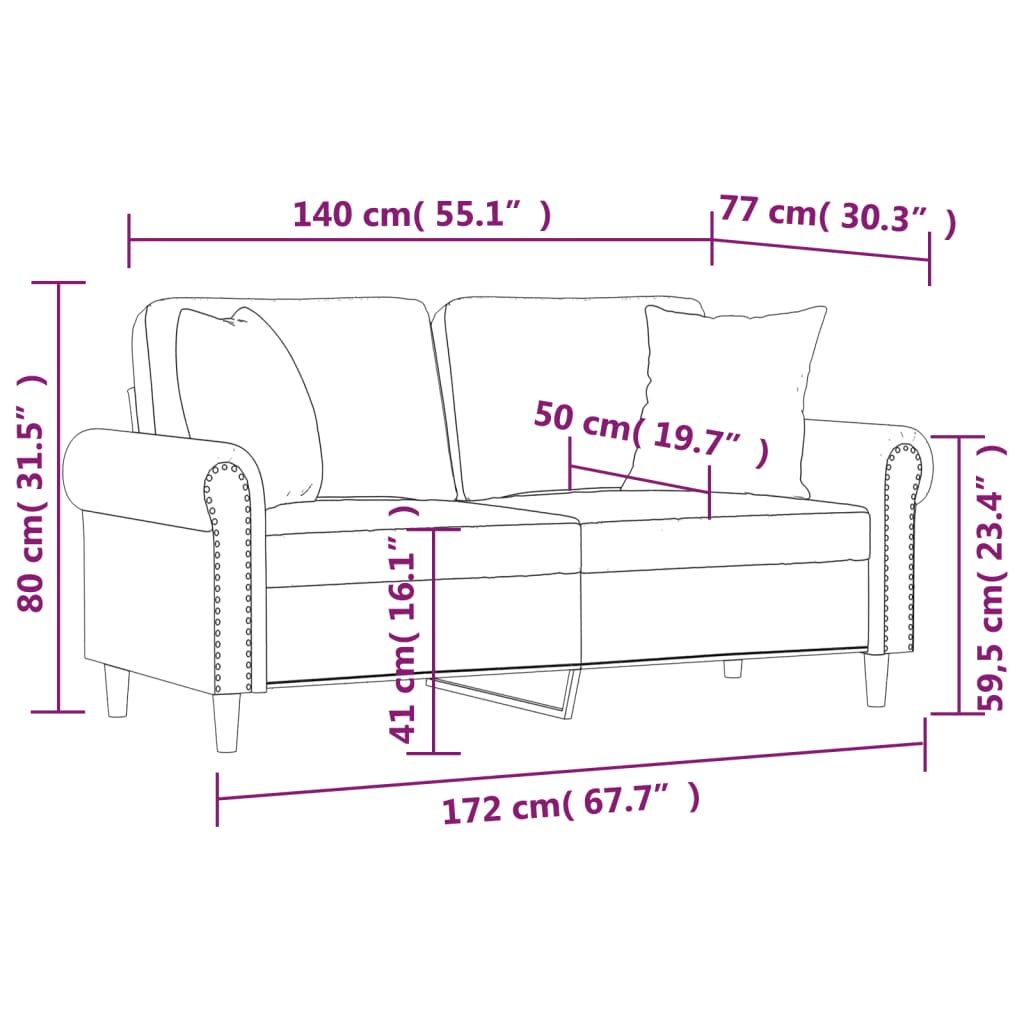 2-seater Sofa Dark grey Velvet (100% polyester), metal, textilene