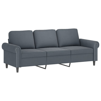 3-Seater Sofa Dark Grey Velvet (100% polyester), metal, textilene