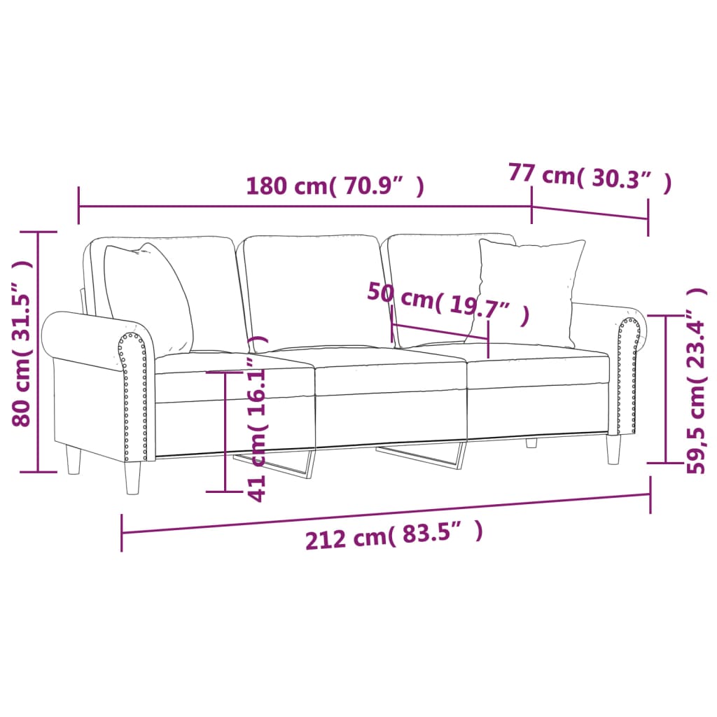 3-Seater Sofa Dark Grey Velvet (100% polyester), metal, textilene