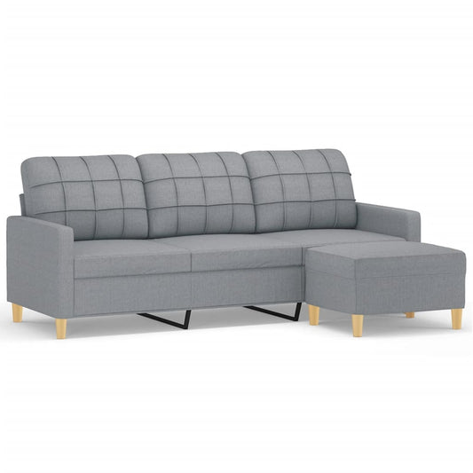 3-seater Sofa With Footstool Light grey