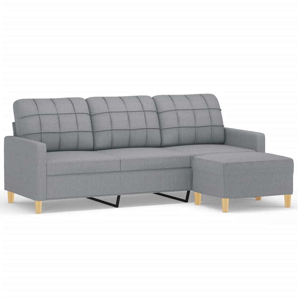 3-seater Sofa With Footstool Light grey