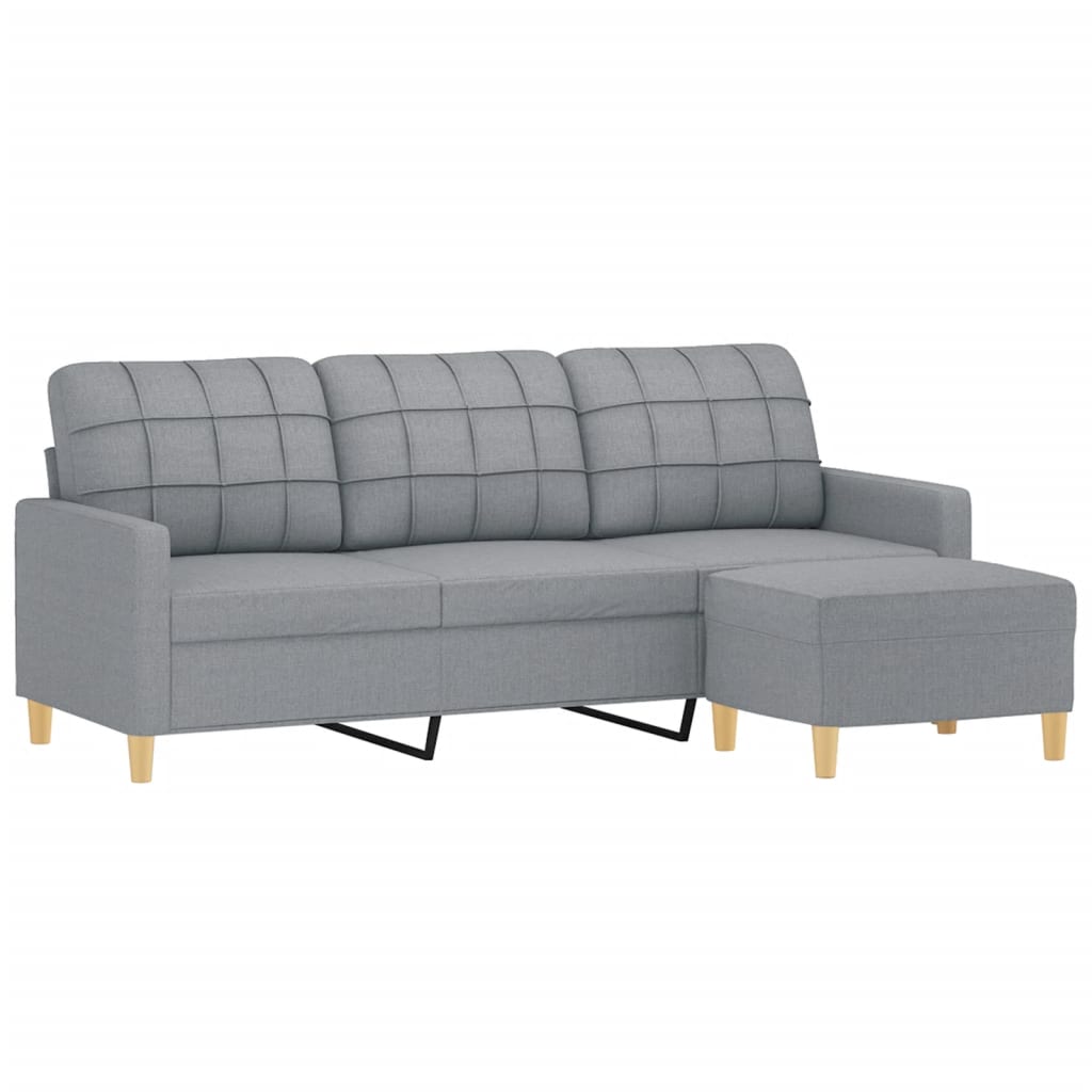 3-seater Sofa With Footstool Light grey