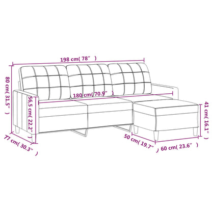 3-seater Sofa With Footstool Light grey