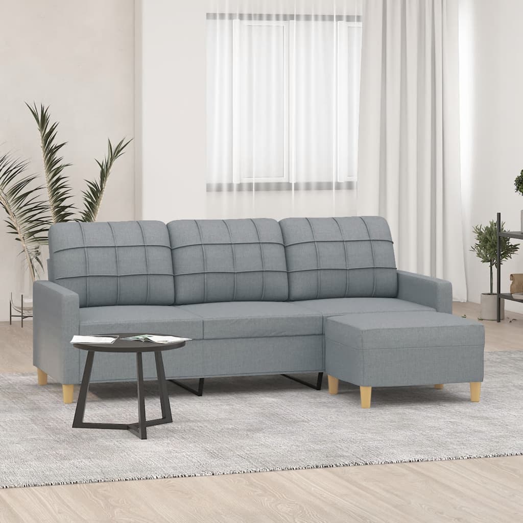 3-seater Sofa With Footstool Light grey