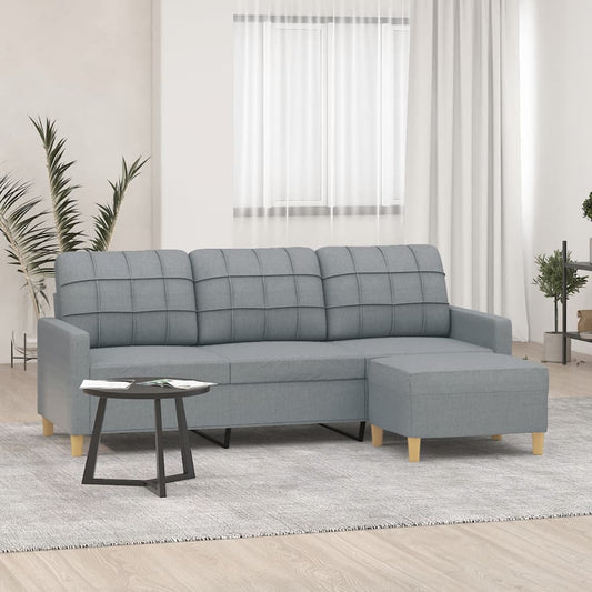 3-seater Sofa With Footstool Light grey