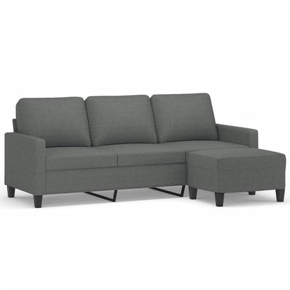 3-Seater Sofa with Footstool Dark Gray