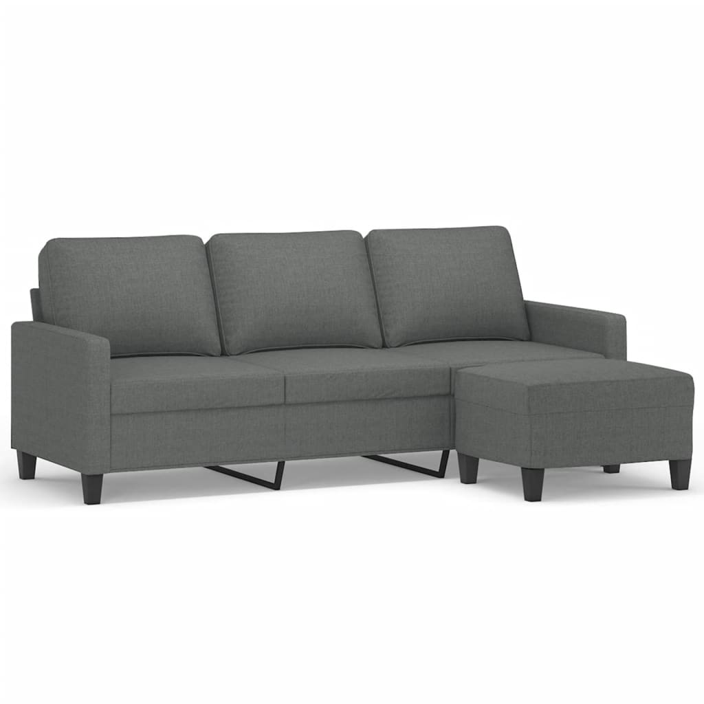 3-Seater Sofa with Footstool Dark Gray