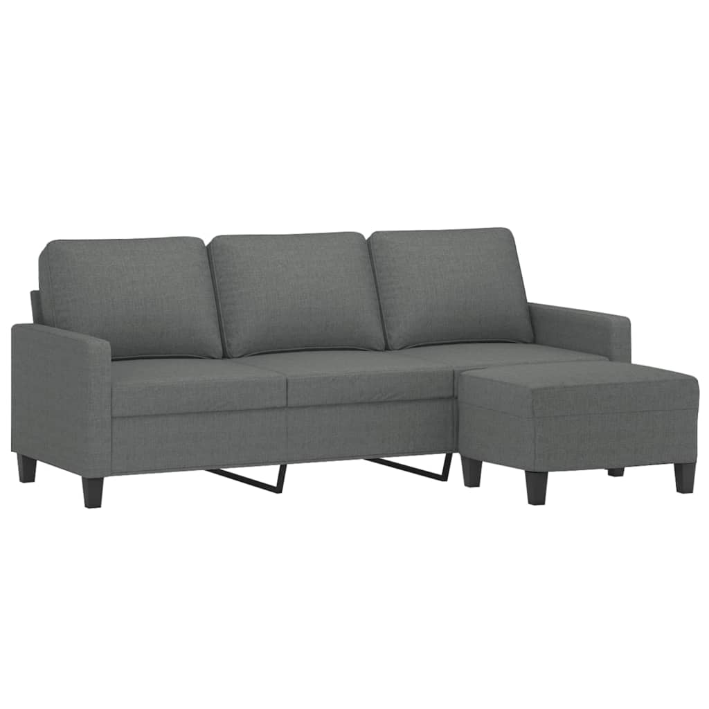 3-Seater Sofa with Footstool Dark Gray