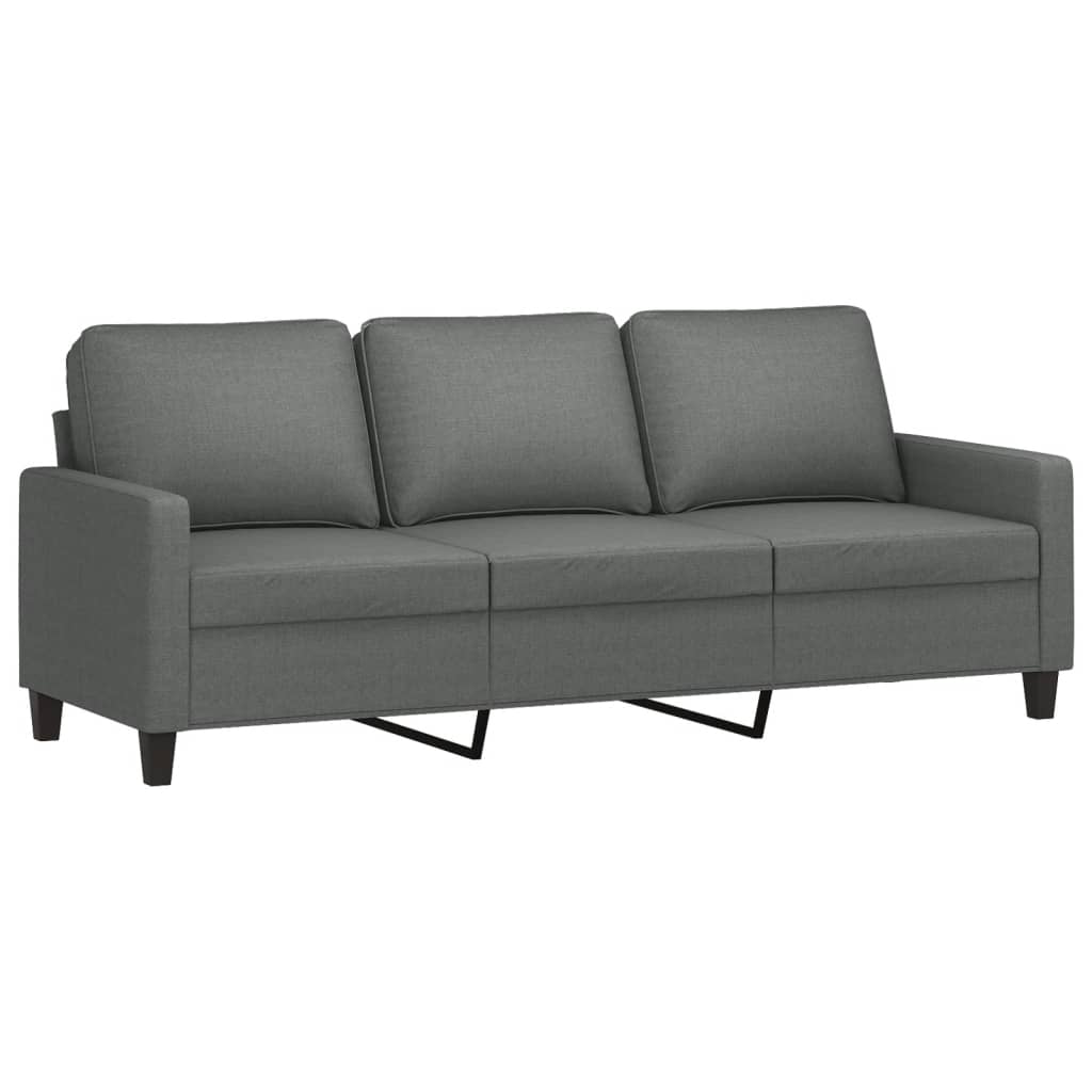 3-Seater Sofa with Footstool Dark Gray