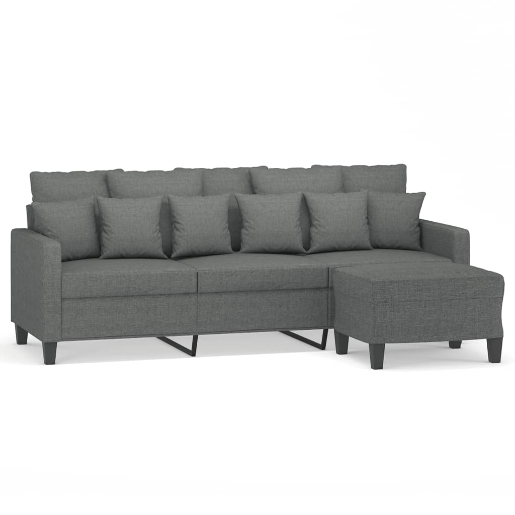 3-seater Sofa With Footstool Dark Grey
