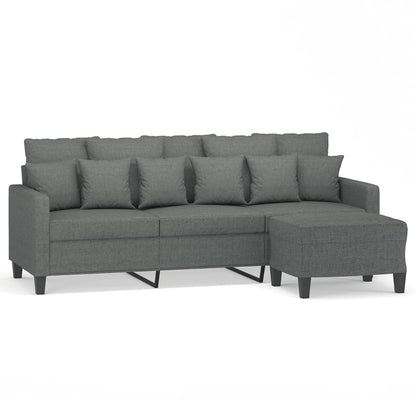 3-seater Sofa With Footstool Dark Grey