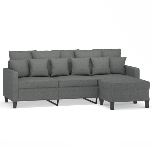 3-seater Sofa With Footstool Dark Grey