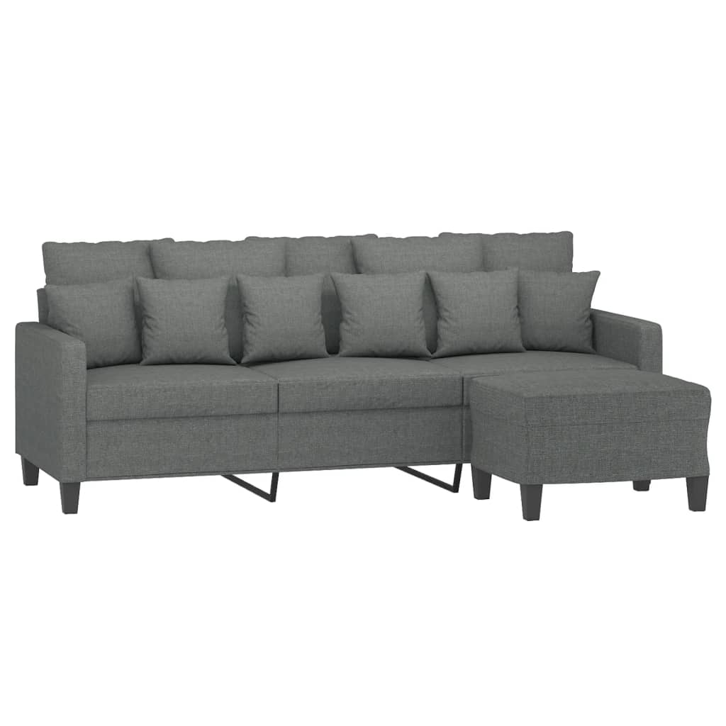 3-seater Sofa With Footstool Dark Grey
