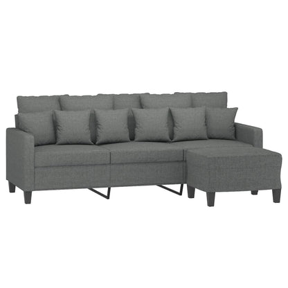 3-seater Sofa With Footstool Dark Grey