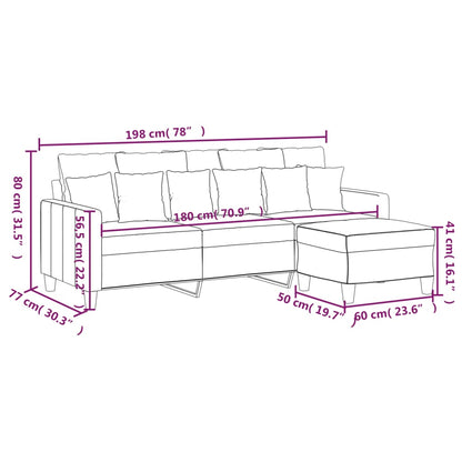 3-seater Sofa With Footstool Dark Grey