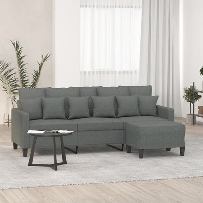 3-seater Sofa With Footstool Dark Grey