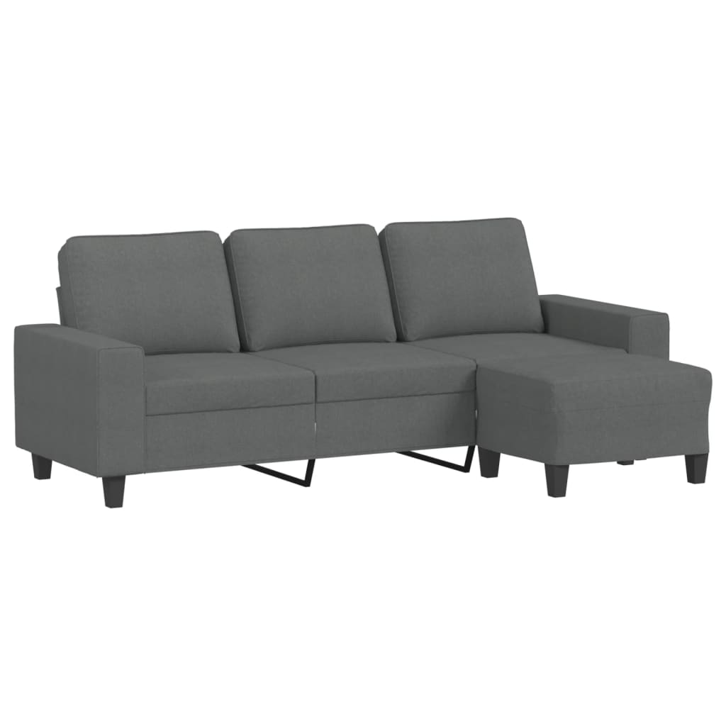 3-seater Sofa With Footstool Dark grey