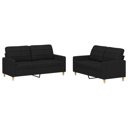 Sofa Set Black Polyester 2-seater Sofa Set Rectangular Modern