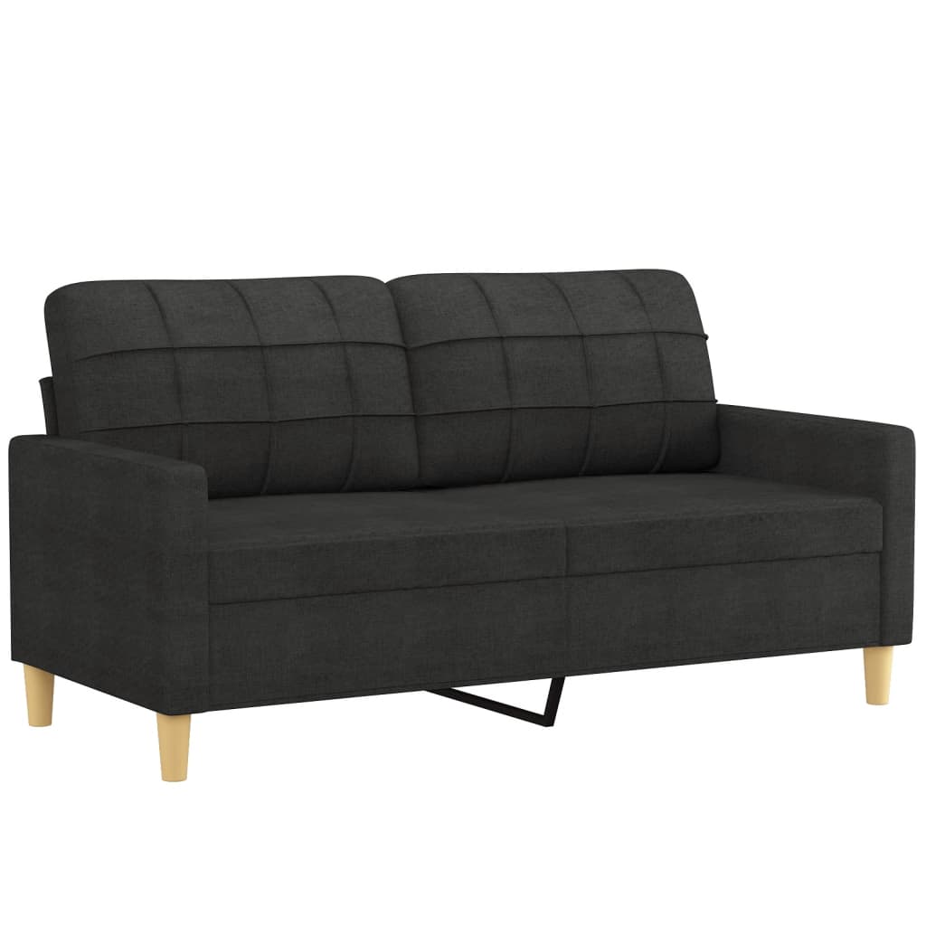 Sofa Set Black Polyester 2-seater Sofa Set Rectangular Modern