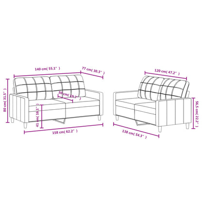 Sofa Set Black Polyester 2-seater Sofa Set Rectangular Modern