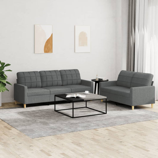 Sofa Set Dark Grey Fabric (100% polyester), metal, textilene, plywood