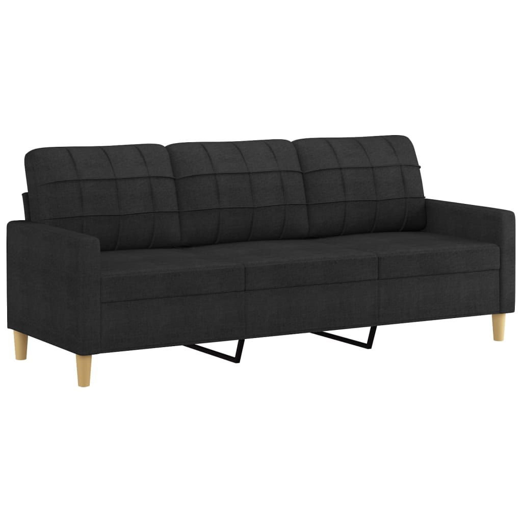 Sofa Set Black Polyester 2-seater and 3-seater Sofa Set
