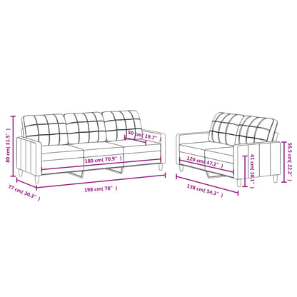 Sofa Set Black Polyester 2-seater and 3-seater Sofa Set