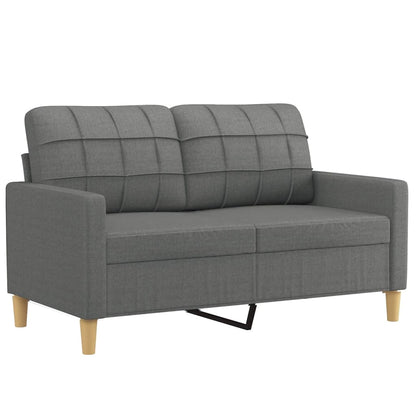 Sofa Set Dark Grey Fabric 2-Seater, 3-Seater, Footstool Sofa Set