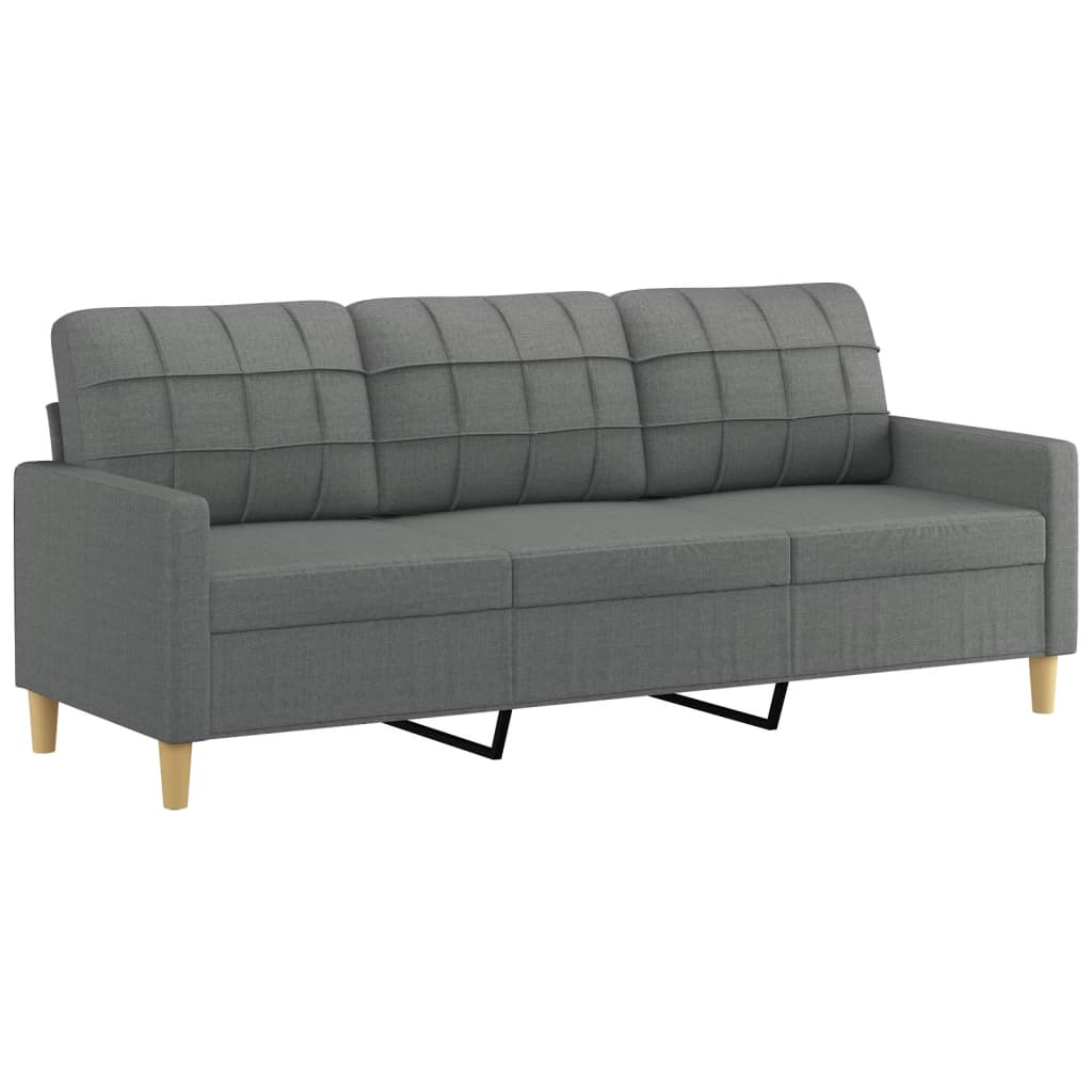 Sofa Set Dark Grey Fabric 2-Seater, 3-Seater, Footstool Sofa Set