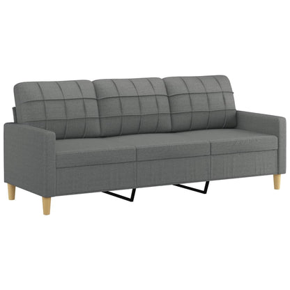 Sofa Set Dark Grey Fabric 2-Seater, 3-Seater, Footstool Sofa Set