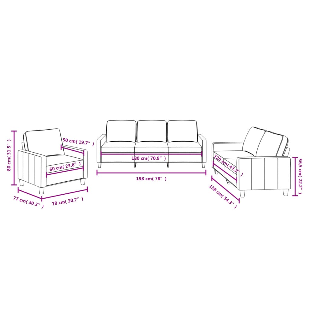 Sofa Set Dark Grey 100% polyester Sofa Set Rectangular Modern