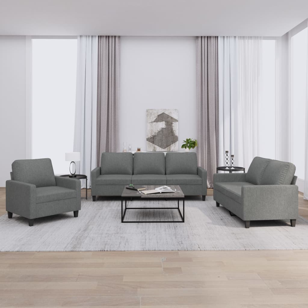 Sofa Set Dark Grey 100% polyester Sofa Set Rectangular Modern