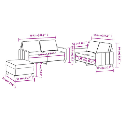 3 Piece Sofa Set with Cushions Dark Gray Fabric