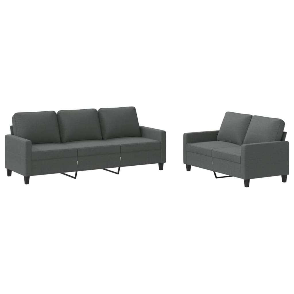 Sofa Set Dark grey Fabric (100% polyester), Metal, Textilene, Plywood