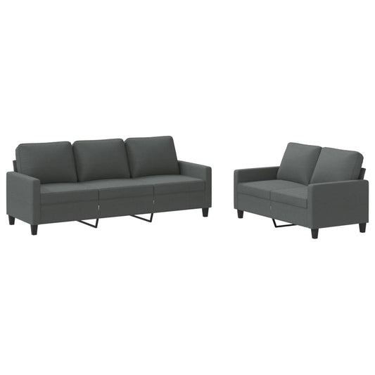 Sofa Set Dark grey Fabric (100% polyester), Metal, Textilene, Plywood