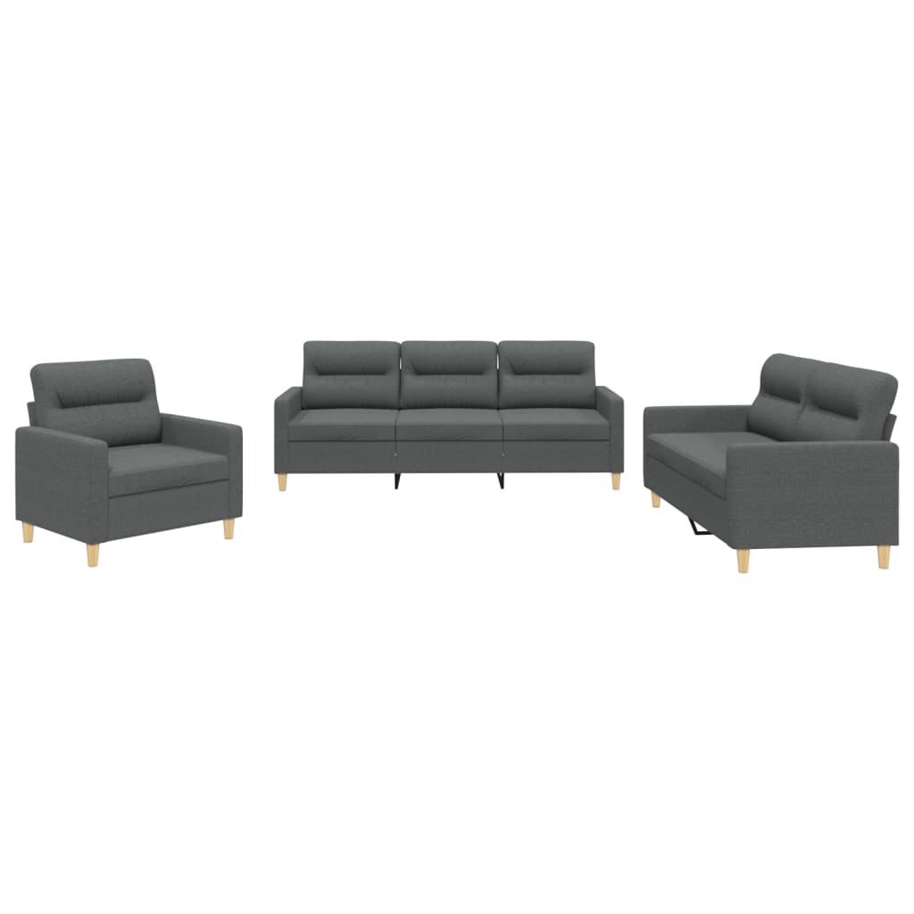 Sofa Set Dark grey Fabric (100% polyester), metal, textilene, plywood