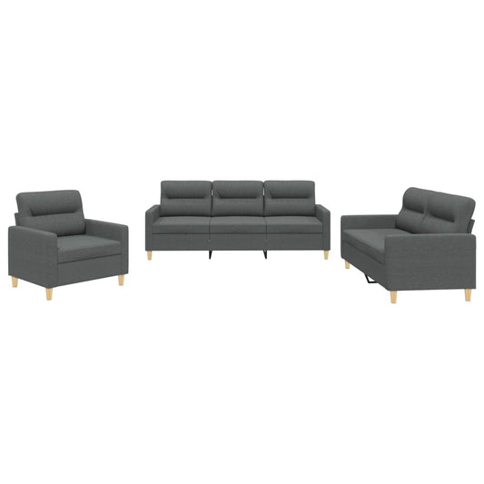 Sofa Set Dark grey Fabric (100% polyester), metal, textilene, plywood