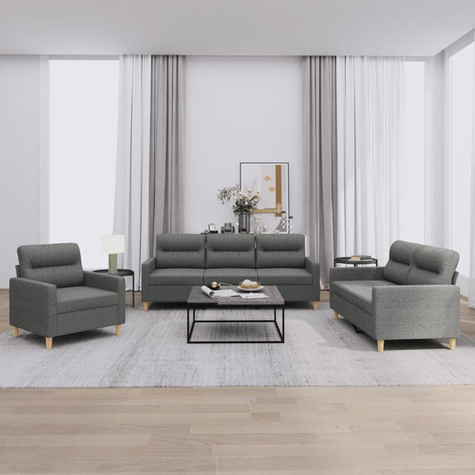 Sofa Set Dark grey Fabric (100% polyester), metal, textilene, plywood