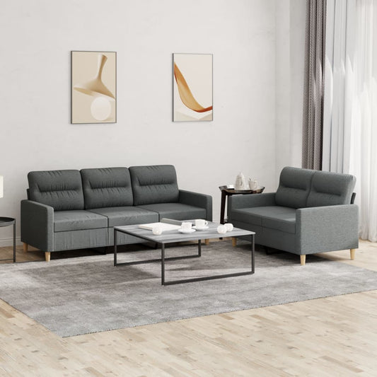 Sofa Set Dark grey Fabric (100% polyester), metal, textilene, plywood
