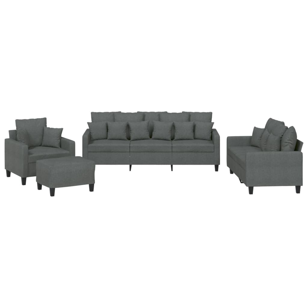 Sofa Set Dark grey Fabric (100% polyester)