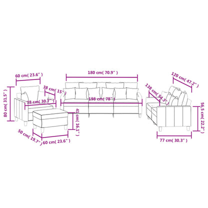 Sofa Set Dark grey Fabric (100% polyester)