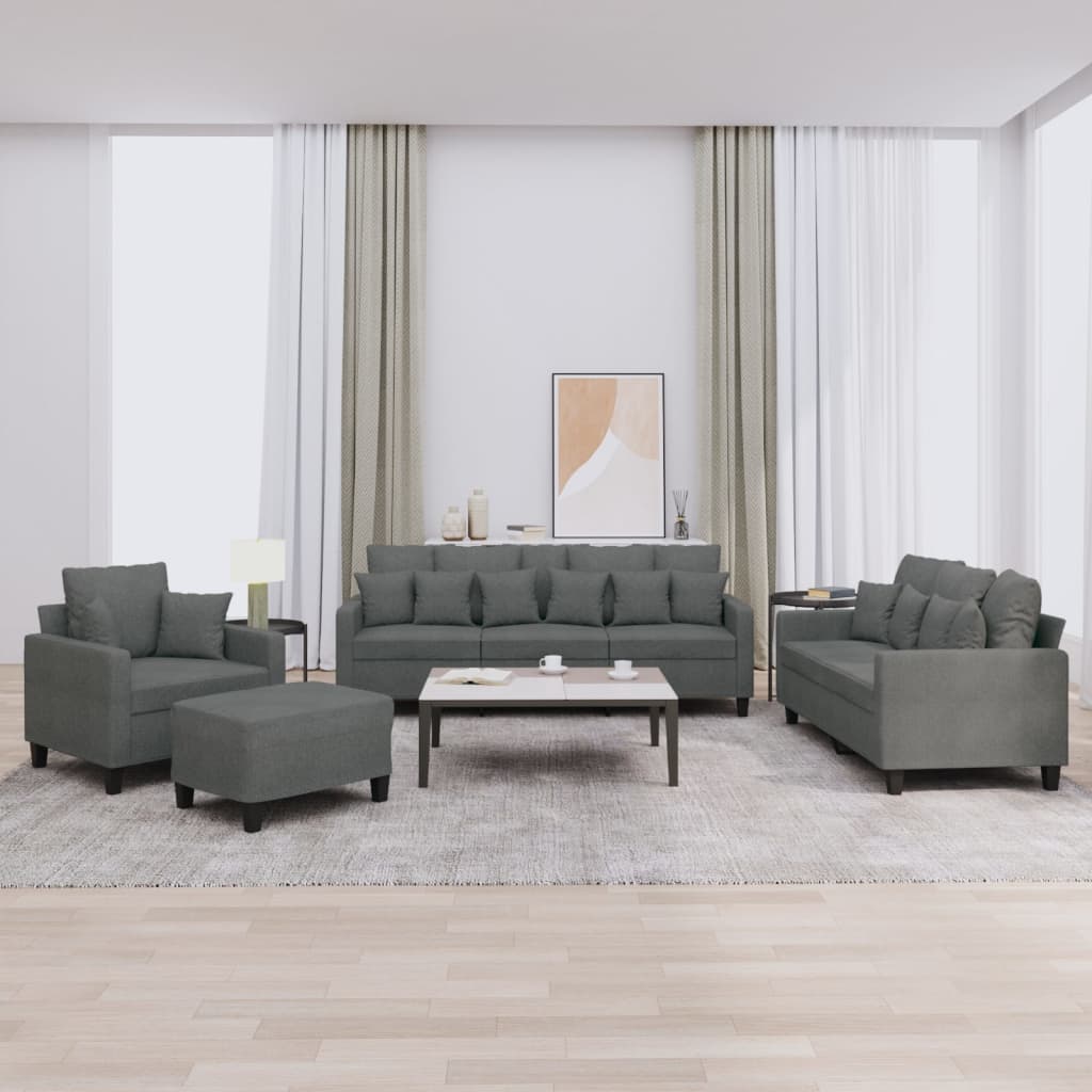 Sofa Set Dark grey Fabric (100% polyester)