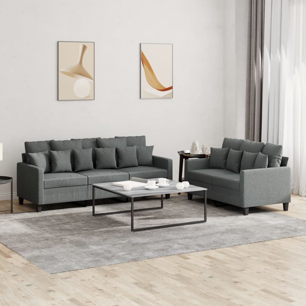 Sofa Set Dark Gray Polyester Large Sofa Set Rectangular