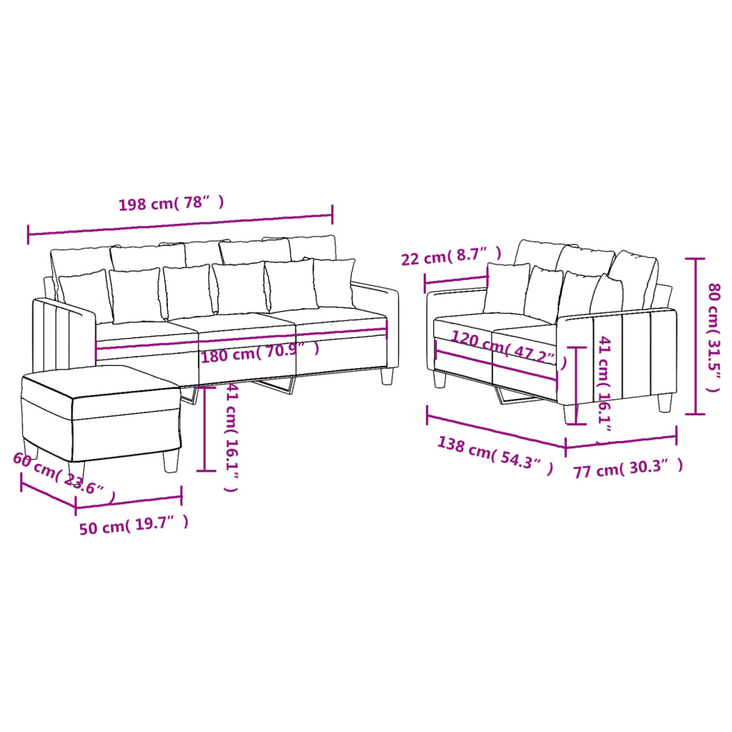 Sofa Set Dark Grey Fabric (100% polyester), metal, textilene, plywood
