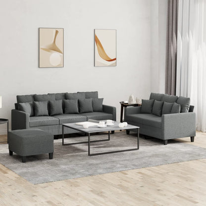 Sofa Set Dark Grey Fabric (100% polyester), metal, textilene, plywood