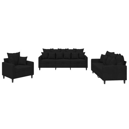 Sofa Set Black Velvet (100% polyester), metal, textilene, plywood